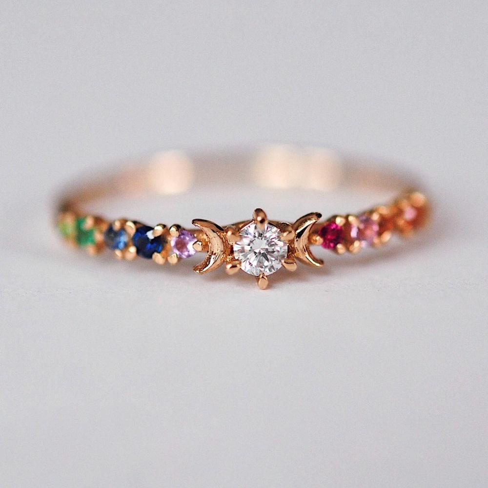 Rainbow Stardust Ring by Sofia Zakia